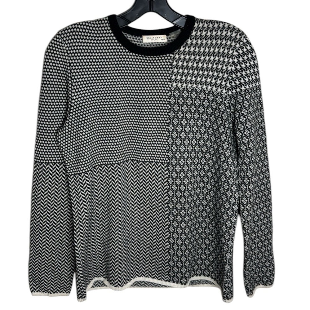 Equipment Femme cashmere wool blend block geometric print sweater size XS